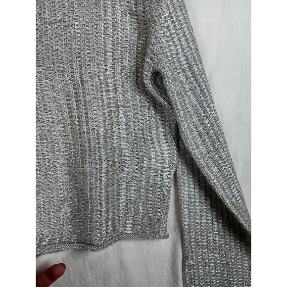 J.Crew Collection Silver Metallic Tape Yarn Cropped Sweater BZ514 Womens Medium - Picture 4 of 8